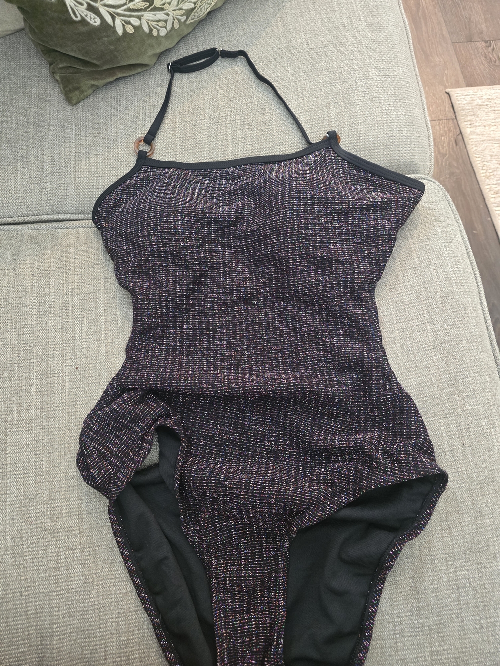 Sparkle One-Piece Swimsuit in Black with Multicolor Lurex